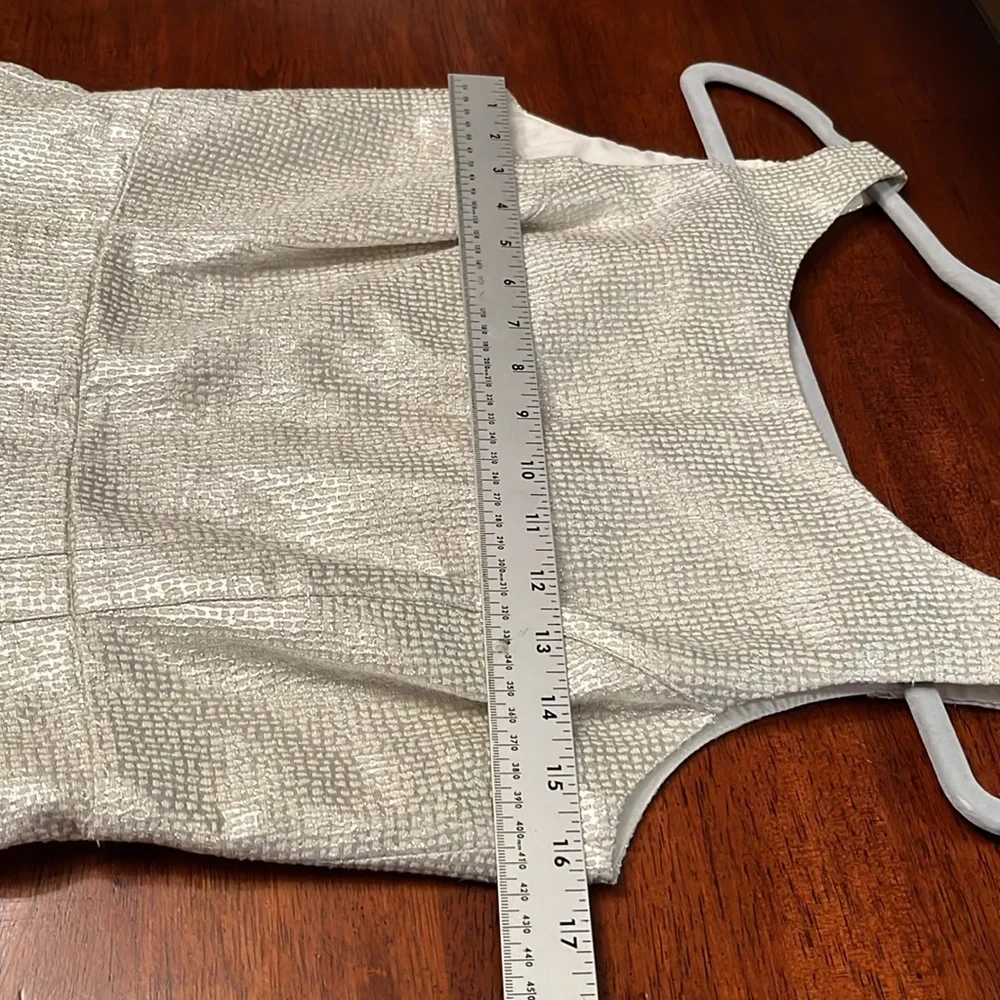 Dalia Elegant Silver Shimmer Sleeveless Dress with pockets size 6 - Picture 8 of 10